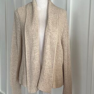 Chico's Cotton Blend Light Cream Color Open Front Knit Cardigan